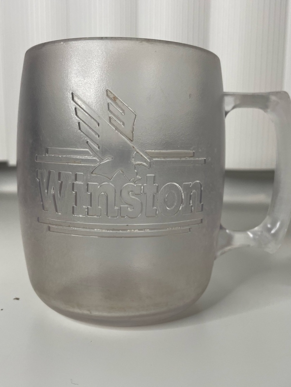 Vintage 90's Winston Cigarettes Clear Hard Plastic Promotional Coffee Mug